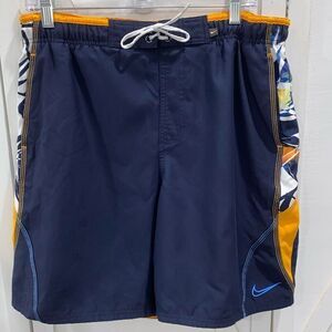 Nike Men's Board Shorts Lined With Pockets Elastic Waistband Size M Blue Multi